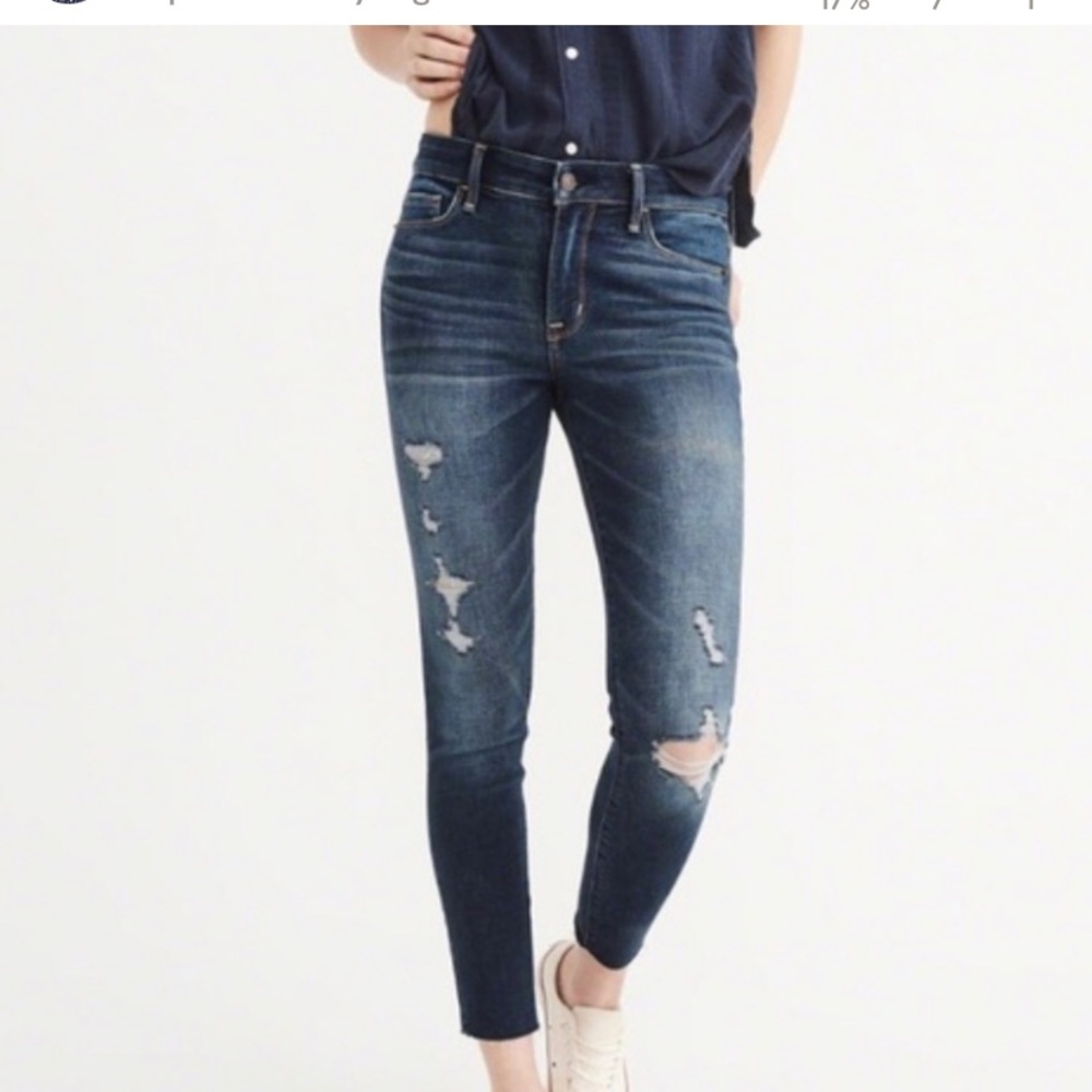 Abercrombie & Fitch Womens Size 26S Harper Ankle Low Rise Denim Distressed